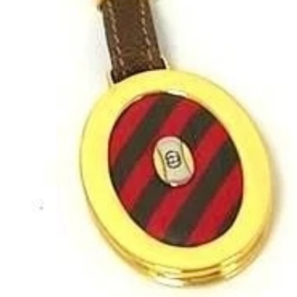 GUCCI Sherry Line Interlocking G Leather Key Ring Bag Charm Gold Brown